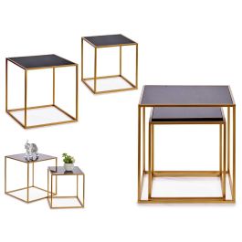 Set 2 Mesas Auxiliares de Metal en Forma de Cubo Giftdecor 50x50x50 cm - Negro/Oro Precio: 123.50000036. SKU: S3604998