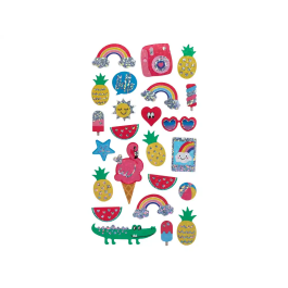 Imaginovo Pegatinas Diseños Surtidos Verano con Brillo y Relieve, PVC, 214x100 mm en Blister