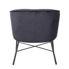 Sillón ELIOTT - con patas de metal - Terciopelo negro - L 68 x P 59 x H 72 cm