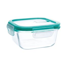 Quid Recipiente Cuadrado Hermético de Vidrio Ciclon 13,6x13,6x7 cm - 53 cL, Tapa 4 Cierres con Válvula, Apto Microondas/Lavavajillas Precio: 2.8900003. SKU: B15QFNN492