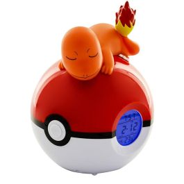 TEKNOFUN Lámpara Despertador LED Charmander Pokeball Pokemon con Radio FM, Fecha, Hora y Temperatura