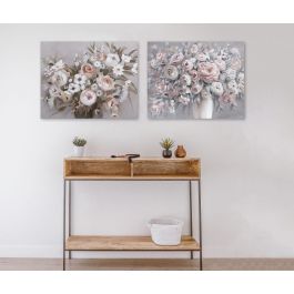 DKD Home Decor Cuadro Tradicional Multicolor Lienzo Pino Florero 100 x 80 x 3.7 cm (2 Unidades)