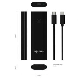 AISENS ASM2-020B Caja Externa SSD M.2 NVMe USB 3.2 Gen2 (10Gbps) Tipo C hasta 2TB Aluminio Negro. Instalación sin Herramientas