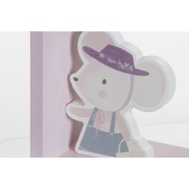 DKD Home Decor Sujetalibros infantil ratón MDF Rosa y Azul 9.5 x 14.5 x 12.5 cm (2 Unidades)