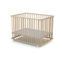 WEBABY AT43294452709438 Parque Plegable Rectangular CALI 70x100 cm hasta 24 Meses Madera Haya Cruda