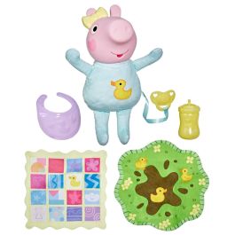 Hasbro G1637 Muñeca interactiva Peppa Pig Gruñidos y Abrazos Evie con más de 20 sonidos, chupete, biberón y accesorios
