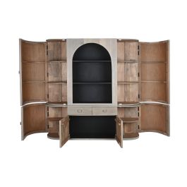 DKD Home Decor Vitrina Sixties Gris Negro 177 x 40 x 180 cm con 6 Puertas y 8 Estanterías