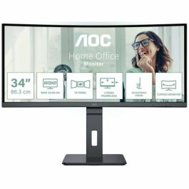 Monitor Profesional Curvo AOC CU34P3CV 34"/ WQHD/ Multimedia/ Regulable en altura/ Negro Precio: 350.94999962. SKU: B12MF2APAA