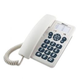 SPC 3602BL Teléfono Fijo Original con Teclas Extragrandes, 3 Memorias Directas y Opciones de Sobremesa/Mural Blanco