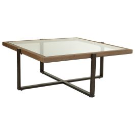 Mesa de Centro Alexandra House Living Marrón Hierro Madera de abeto Vidrio templado 99 x 40 x 99 cm Precio: 282.88999948. SKU: B1GF7GMV5D