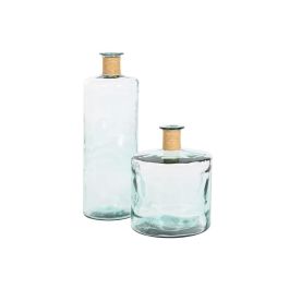 Jarrón Home ESPRIT Transparente Junco Cristal reciclado Natural 35 x 35 x 45 cm Jarrón Home ESPRIT Transparente Junco Cristal reciclado Natural 35 x 35 x 45 cm