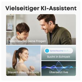 ANKER AeroFit 2 Auriculares Inalámbricos de Diseño Abierto, Blancos, IP55, 42h Reproducción con Estuche