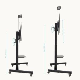 TooQ FS20406HM-B Soporte de Suelo con Ruedas para TV 60-100 Pulgadas, 130 kg, Ajustable en Altura, Negro