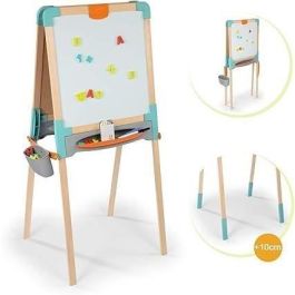 Smoby SMO1695883111900 Pizarra de Madera con Doble Cara: Tiza y Magnética Blanca, Plegable, Incluye 80 Accesorios