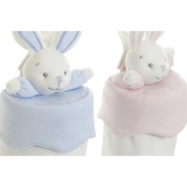 DKD Home Decor Portabiberón para Bebé Colección Happy Rabbit con Conejito Poliéster Zipper Azul Celeste Rosa 10x30x9 cm (6 Unidades)