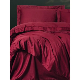 Juego de cama 1 funda nórdica 220x240 cm + 2 fundas de almohada 60x60 cm 100% algodón satén Rojo