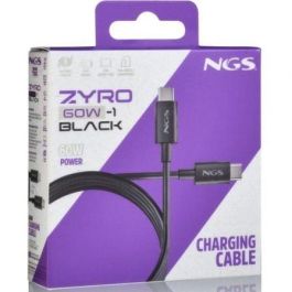 NGS ZYRO 60W-1 Cable USB 2.0 Tipo-C Macho a Tipo-C Macho 60W 480Mbps 1m Negro