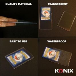 Konix 3328170302579 - Fundas Duras Transparentes para Cartas, 25 Bolsillos - Compatible con Magic The Gathering y Pokémon