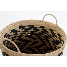 DKD Home Decor Cesta Balines Set de 3 Marron Claro Negro Fibra 40 x 35 x 40 cm