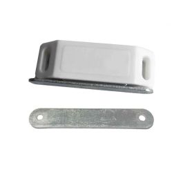 Edm Imán para puerta de armario blanco, acero/polipropileno, 2 piezas (1 imán + 1 placa), 75 x 15 x 24 mm