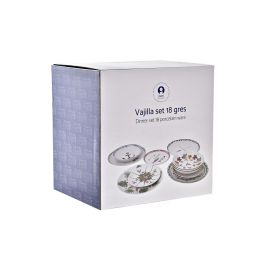 DKD Home Decor Vajilla Colonial Azul Turquesa Gres Set 18 Piezas 27 cm