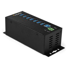 StarTech Hub USB 3.0 Industrial de 7 Puertos 7PT IND. USB3 HUB con Adaptador de Corriente y 5Gbps