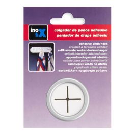 Inofix Colgador paños cocina redondo adhesivo cromo mate 2089-7-000, PVC flexible, 42x42x22 mm