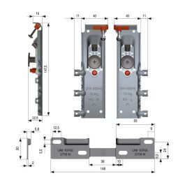 Italiana Ferramenta Libra H3 Colgador Oculto Regulable Muebles Cocina Antidescolgamiento 140kg Kit con Placa Zincado
