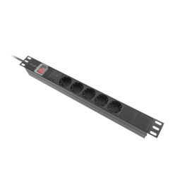 Lanberg PDU-05F-0200-BK Unidad Distribución Energía PDU 5 Salidas AC 1U Conmutado Tipo F Negro con Supresor Sobretensiones
