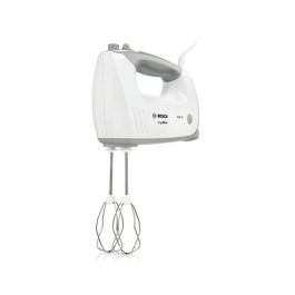 Bosch MFQ36400 Batidora de mano ErgoMixx 450 W con 5 velocidades, Turbo, 2 batidores y 2 ganchos amasadores de acero inoxidable Blanco/Gris