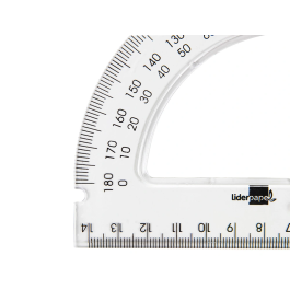Liderpapel Semicirculo Transportador de Angulos 14 cm Plastico Transparente 0-180 grados