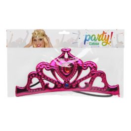 Tiara Princesa Rosa Metálica Con Gemas Para Mujer Adulta - Accesorio de fantasía ideal para disfraces y celebraciones