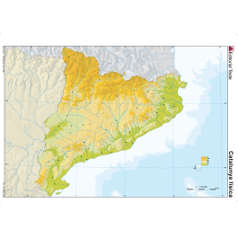 Teide Mapa mudo color Din A4 Cataluña físico