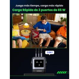 UGREEN 25685B Cargador Nexode RG 65W 3 Puertos GaN Carga Rápida Interior Gris