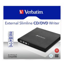 Verbatim Grabadora y Lector Externo de CD-DVD Slimline, Compatible con MDISC, Alimentación USB 2.0