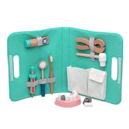 KioKids Juguete Set de Dentista de Madera Educativo con Accesorios, Maletín, Dientes y Caries para Niños +36 meses Multicolor