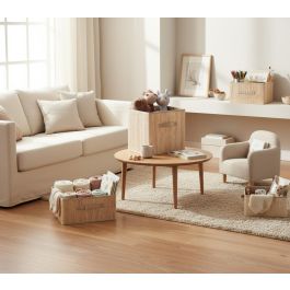 Inde Cesta de Ordenación Bambú y TNT 32 x 25 x 18 cm (12 Unidades)