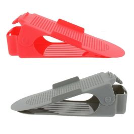 Idebox Juego de 2 Organizadores de Calzado para Ahorrar Espacio, Zapatero Ajustable, Compatible con Tacones y Planos, Blanco-Negro, Rojo-Gris, Negro-Gris, Gris-Blanco