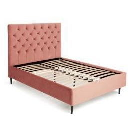 DKD Home Decor Cama Moderna Rosa 180x200 cm Capitoné Madera Metal Poliéster Desmontable (210x137x187 cm)