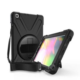 eSTUFF Funda Defender antigolpes para Galaxy Tab A 8.0 AUSTIN Negra con correa de mano y hombro, soporte 360