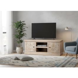 Giner y Colomer Mueble TV con 2 Puertas y 2 Huecos, Madera de Mango Color Arena