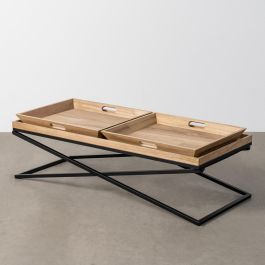 Mesa Centro Natural-Negro Madera-Metal 113 X 50 X 36,50 cm