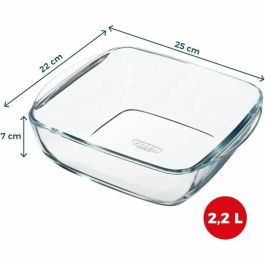 Pyrex Fuente Cuadrada Vidrio Prepware 25x22 cm - 2,2 L, Horno Microondas Lavavajillas, Resistente -40°C a 300°C, 10 años garantía