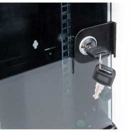 Digitus Armario mural 10" (254 mm) 6U, 312x300 mm (AnxP), negro, puerta de cristal, acero, capacidad 30 kg