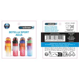 Bewinner Botella de Agua Deportiva Multicolor 1 Litro - Reutilizable para Gimnasio y Exterior (12 Unidades)