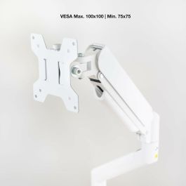 TooQ DB1334TNR-W Soporte de Escritorio para Monitor de 13" a 34" con Resorte de Gas, Pinza/Atornillado, 10kg, Blanco