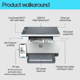 HP Impresora Multifunción Láser Monocromo LaserJet MFP M234dw/ WiFi/ Dúplex/ Blanca 6GW99F