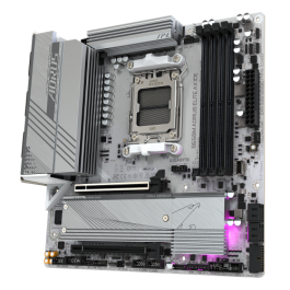 GIGABYTE B650M AORUS ELITE AX ICE Placa base para AMD Ryzen 9000 Series, DDR5, PCIe 5.0, WiFi 6E, LAN 2.5GbE
