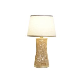DKD Home Decor Lámpara de Sobremesa Urban Bambú Marrón Natural Plafón Tela 45x26x26 cm E27 50W
