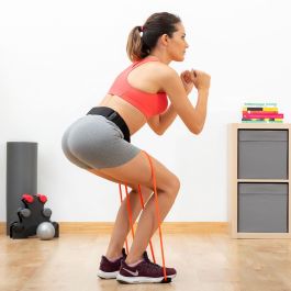 Pack Cinturón con Bandas de Resistencia para Glúteos y Guía de Ejercicios y Plataforma Vibratoria de Entrenamiento con Accesorio